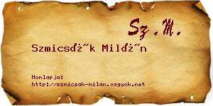 Szmicsák Milán névjegykártya